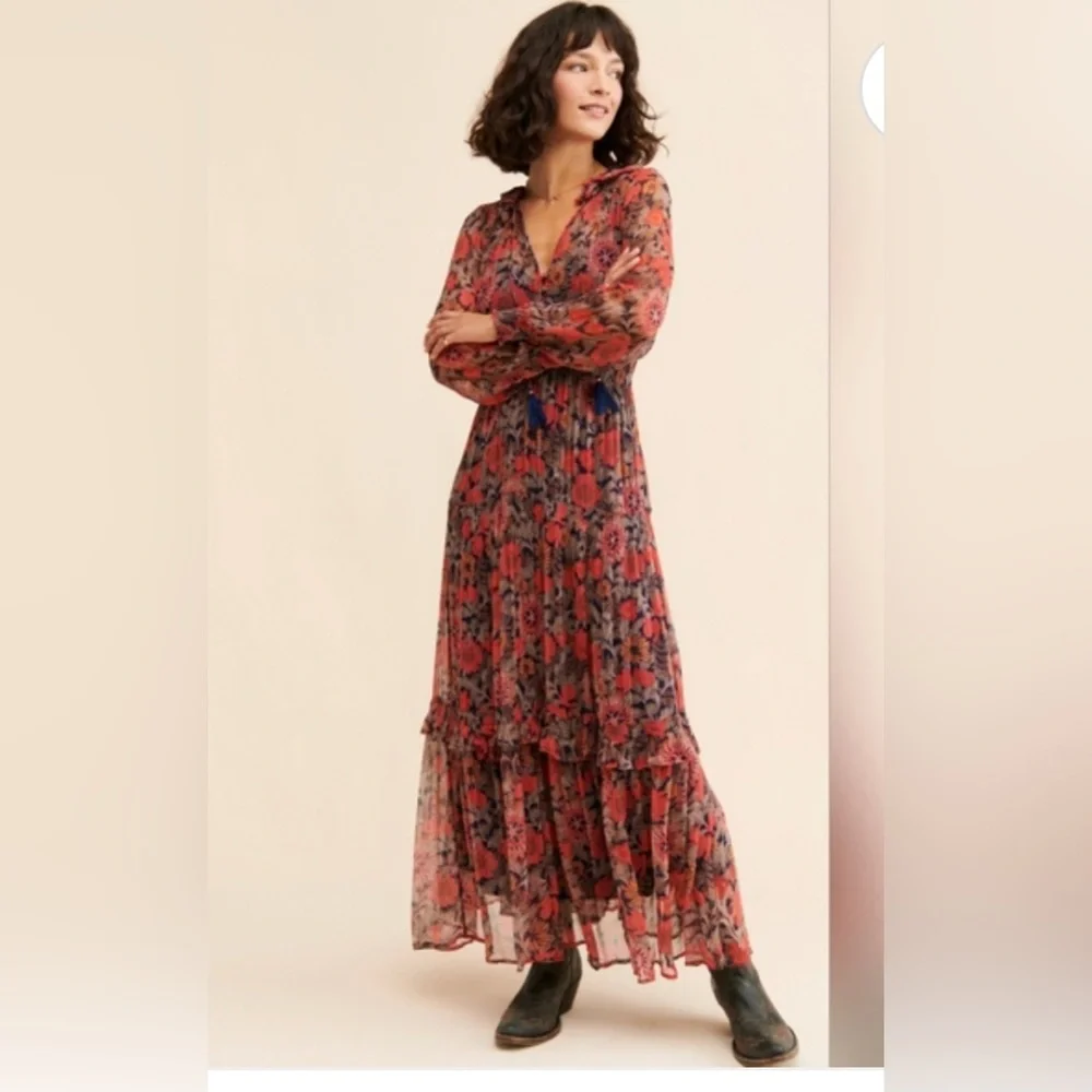 Anthropologie Marais Printed Chiffon Maxi Dress - Picture 2 of 8